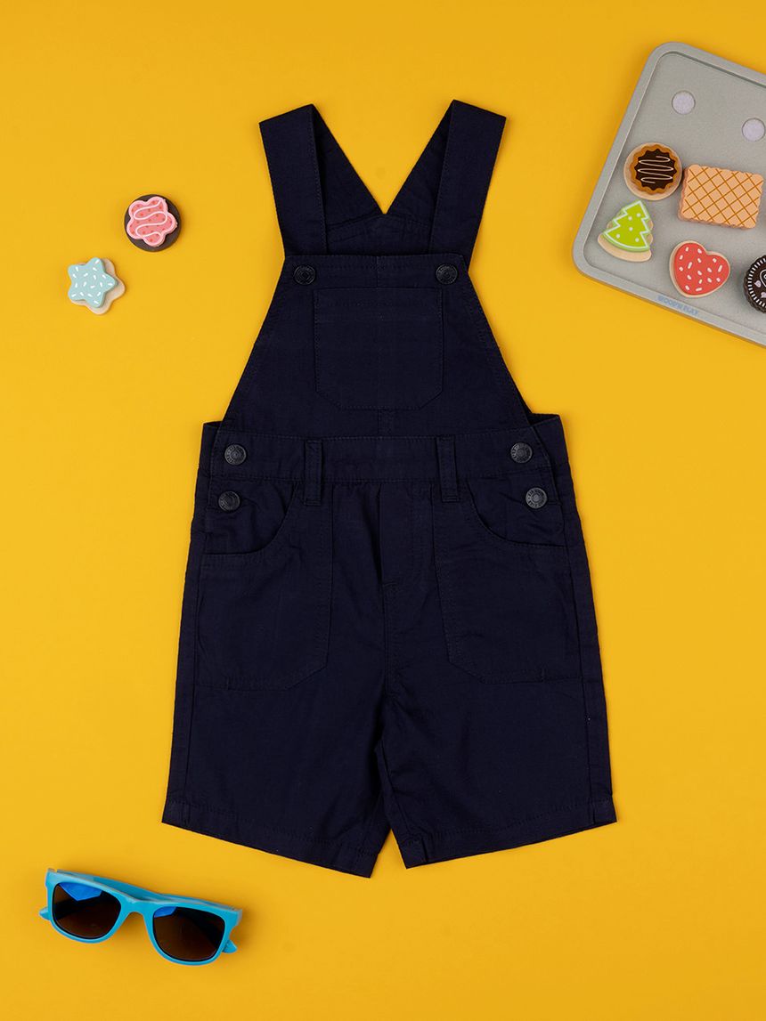 βρεφική σαλοπέτα μπλε ποπλίνα για αγόρι - Prénatal