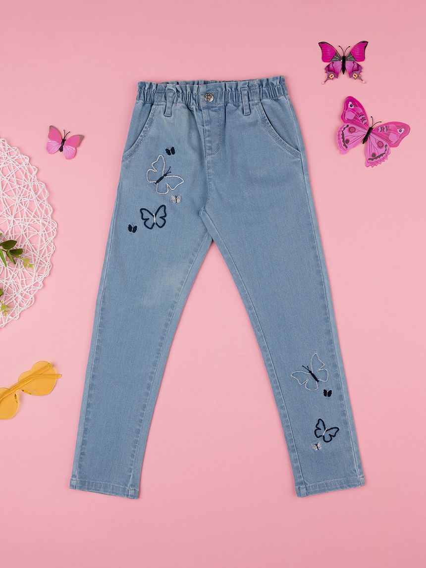 παιδικό τζιν παντελόνι με πεταλούδες για κορίτσι - Prénatal