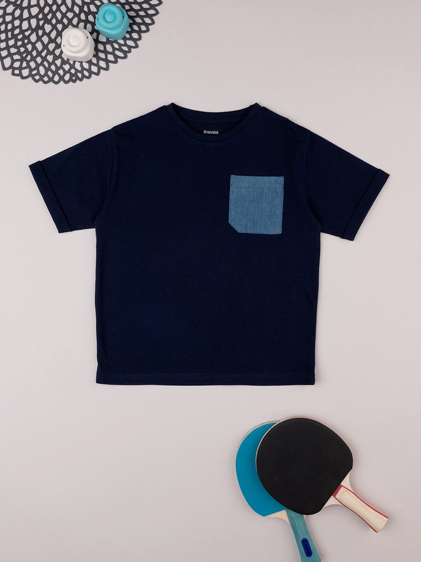 παιδικό t-shirt μπλε με τσέπη τζιν για αγόρι - Prénatal