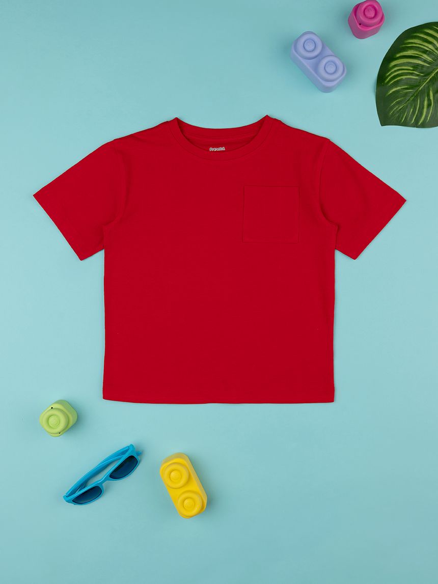 παιδικό t-shirt κόκκινο με τσέπη για αγόρι - Prénatal