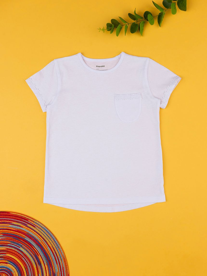παιδικό t-shirt λευκό με ρέλι για κορίτσι - Prénatal