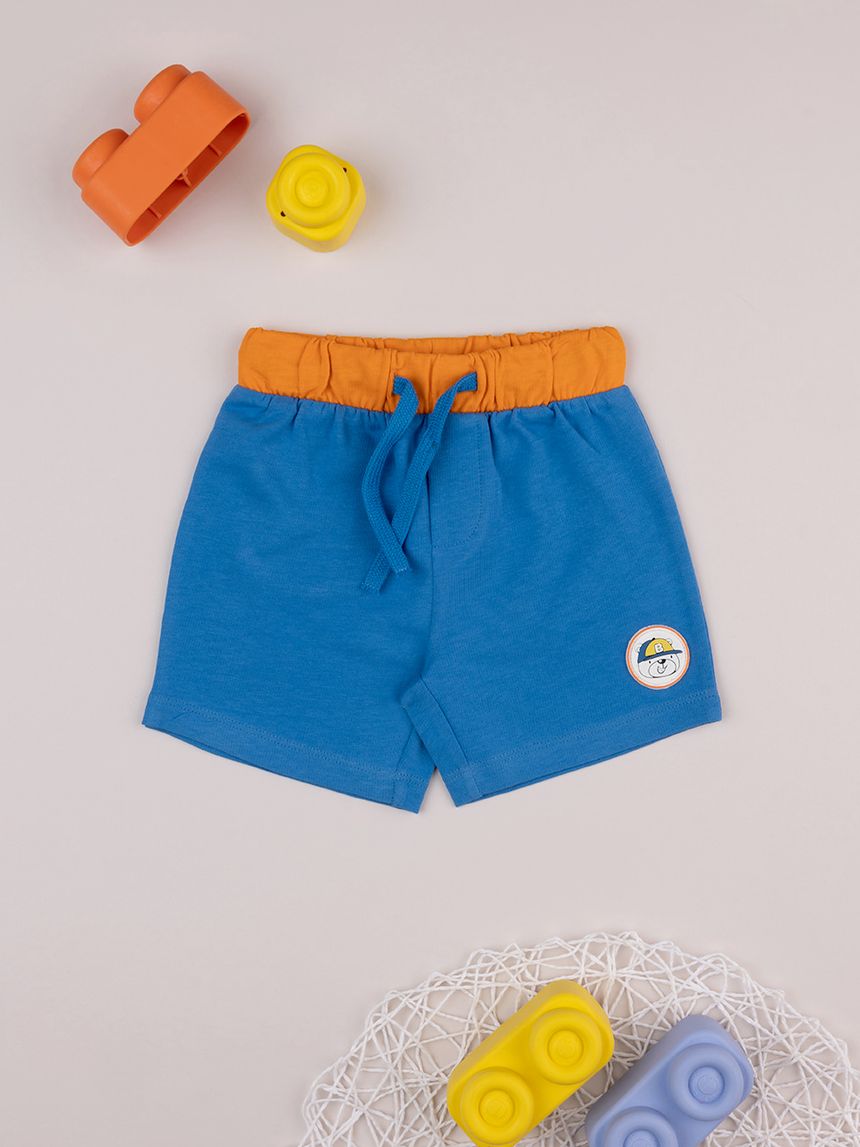 βρεφικό σορτσάκι μπλε με αρκουδάκι για αγόρι - Prénatal