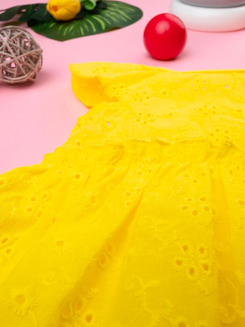 βρεφικό φορεματάκι κίτρινο δαντέλα sangallo για κορίτσι - Prénatal