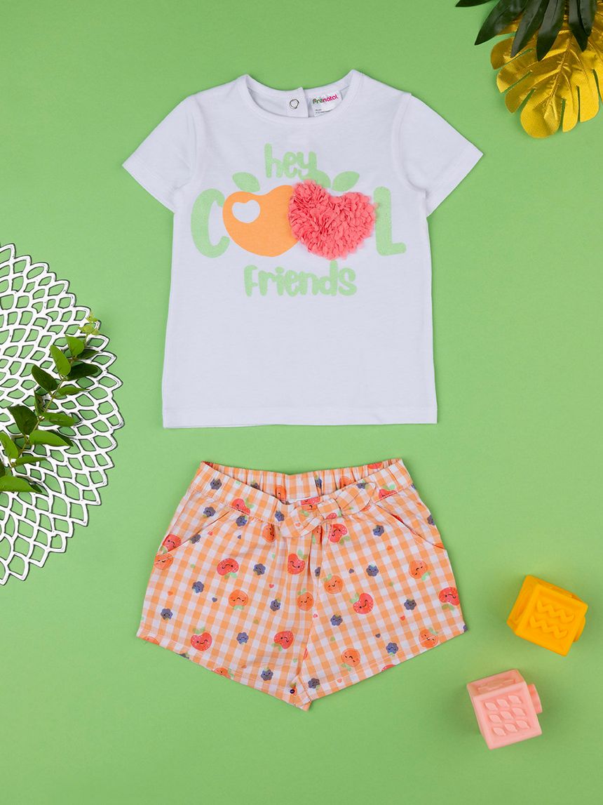 βρεφικό σετ t-shirt και σορτσάκι με φρούτα για κορίτσι - Prénatal