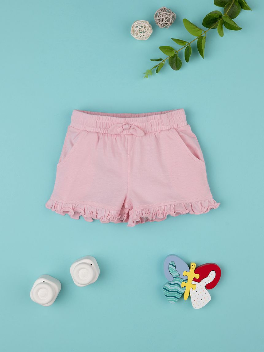 βρεφικό σορτσάκι ροζ με βολάν για κορίτσι - Prénatal