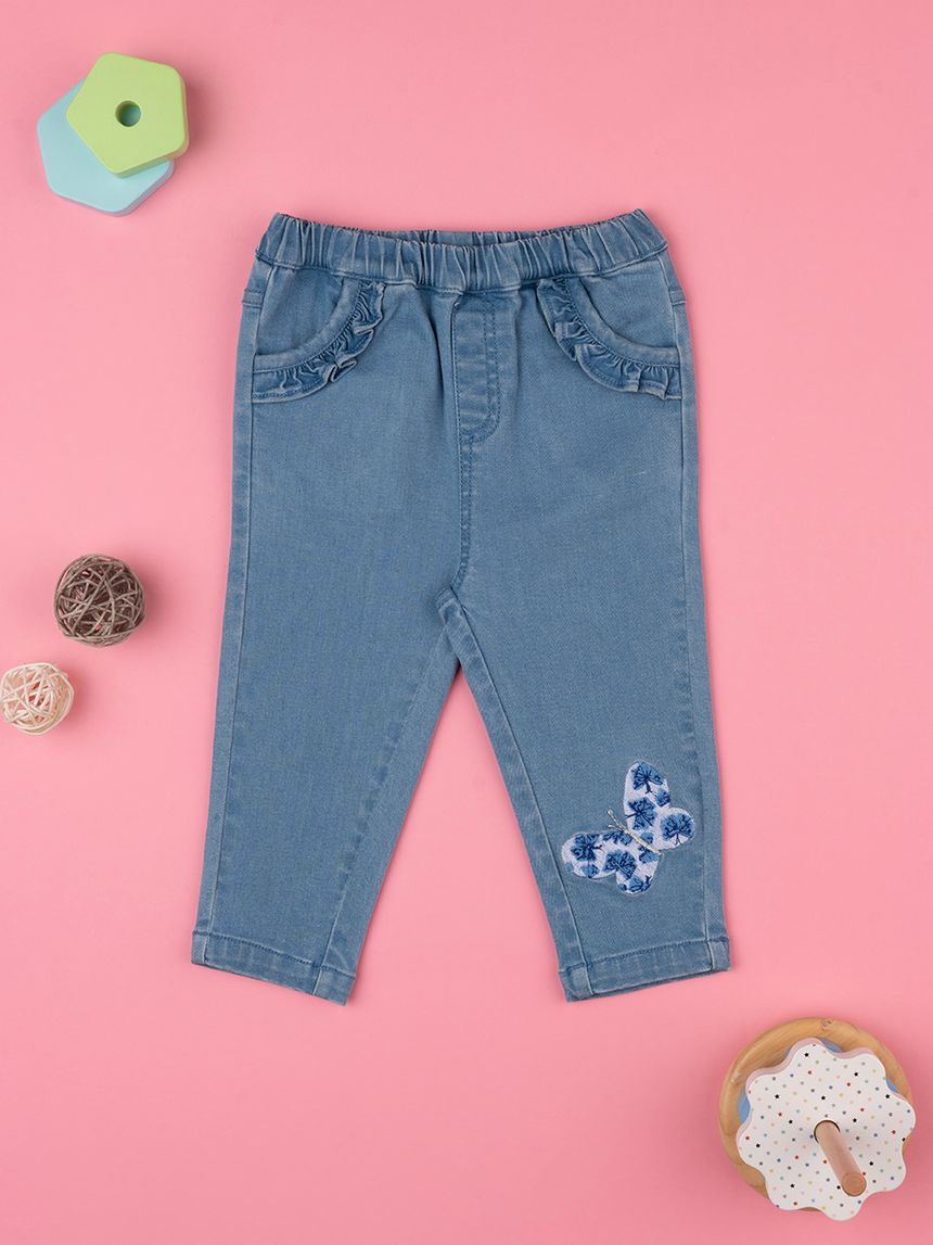 βρεφικό τζιν παντελόνι με πεταλούδα για κορίτσι - Prénatal