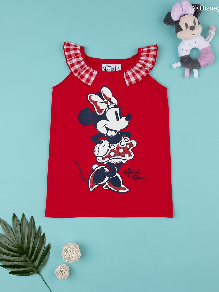 παιδική μπλούζα αμάνικη κόκκινη με τη minnie για κορίτσι - Prénatal