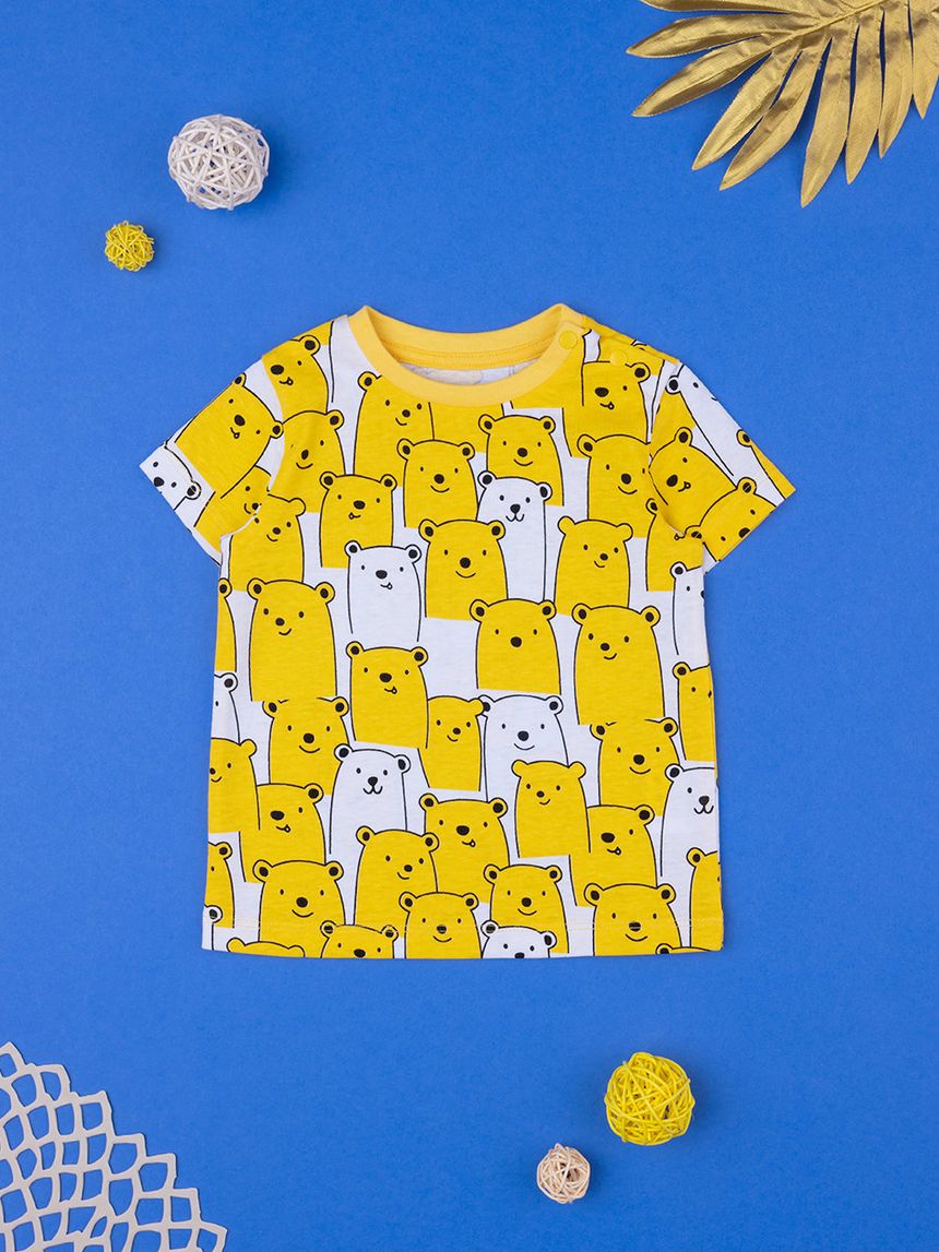 βρεφικό t-shirt κίτρινο με αρκουδάκια για αγόρι - Prénatal