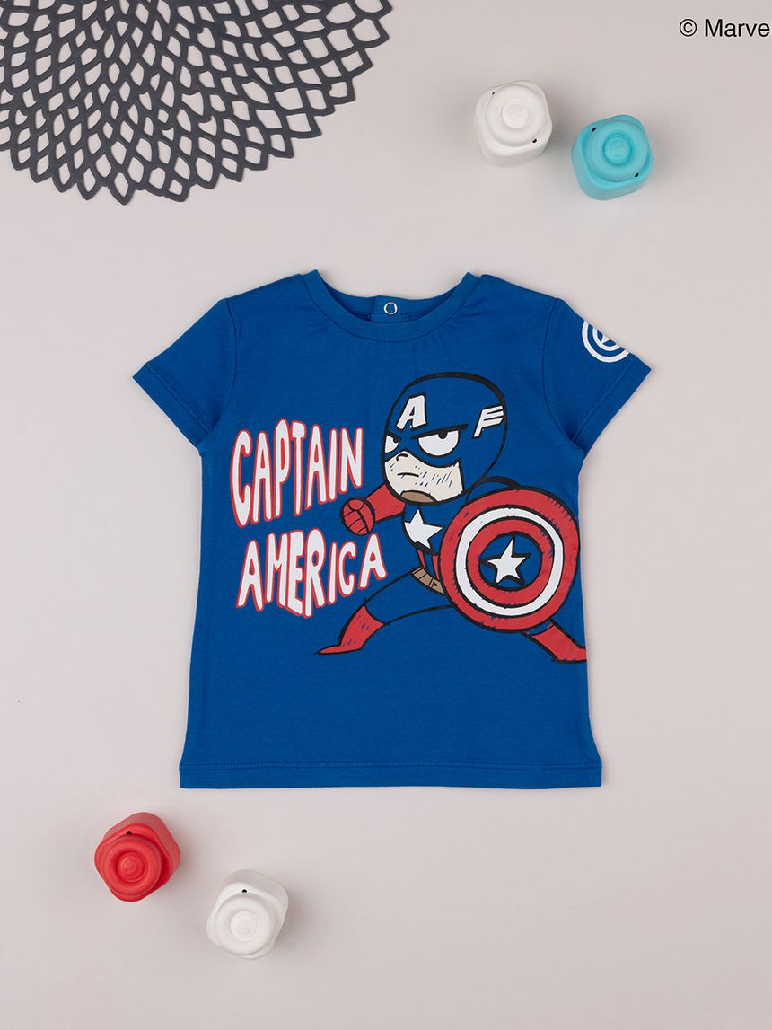 βρεφικό t-shirt μπλε με τον captain america για αγόρι - Prénatal