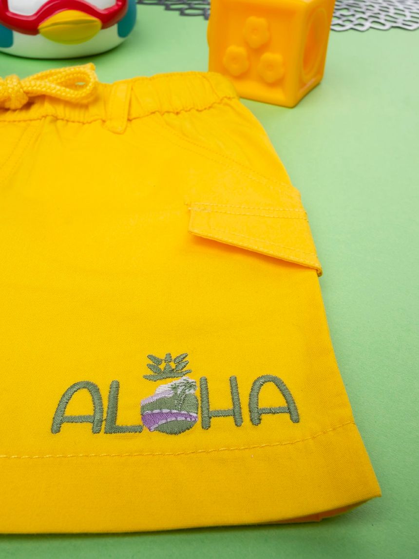 βρεφικό σορτσάκι ποπλίνα κίτρινο aloha για αγόρι - Prénatal