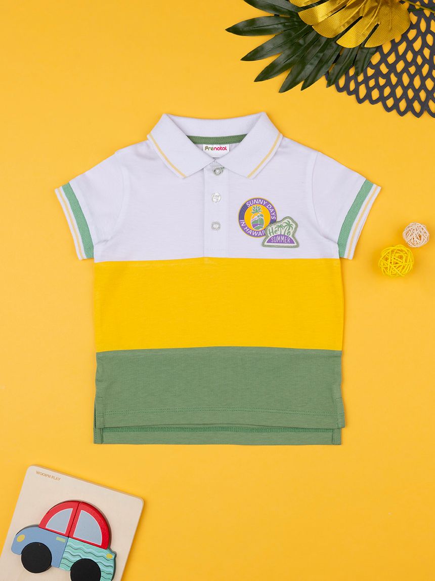 βρεφικό t-shirt πόλο τρίχρωμο hawaii για αγόρι - Prénatal