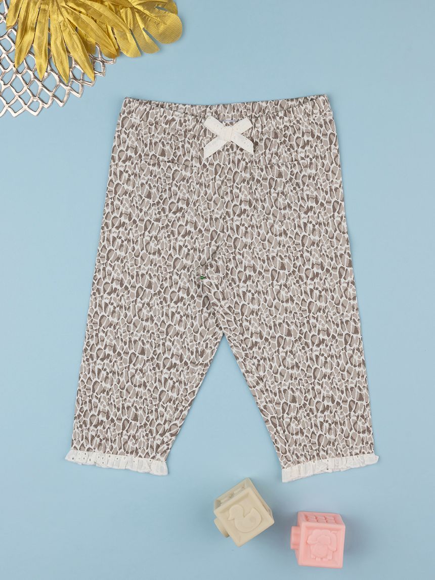 παιδικό κολάν 3/4 animal print καφέ για κορίτσι - Prénatal