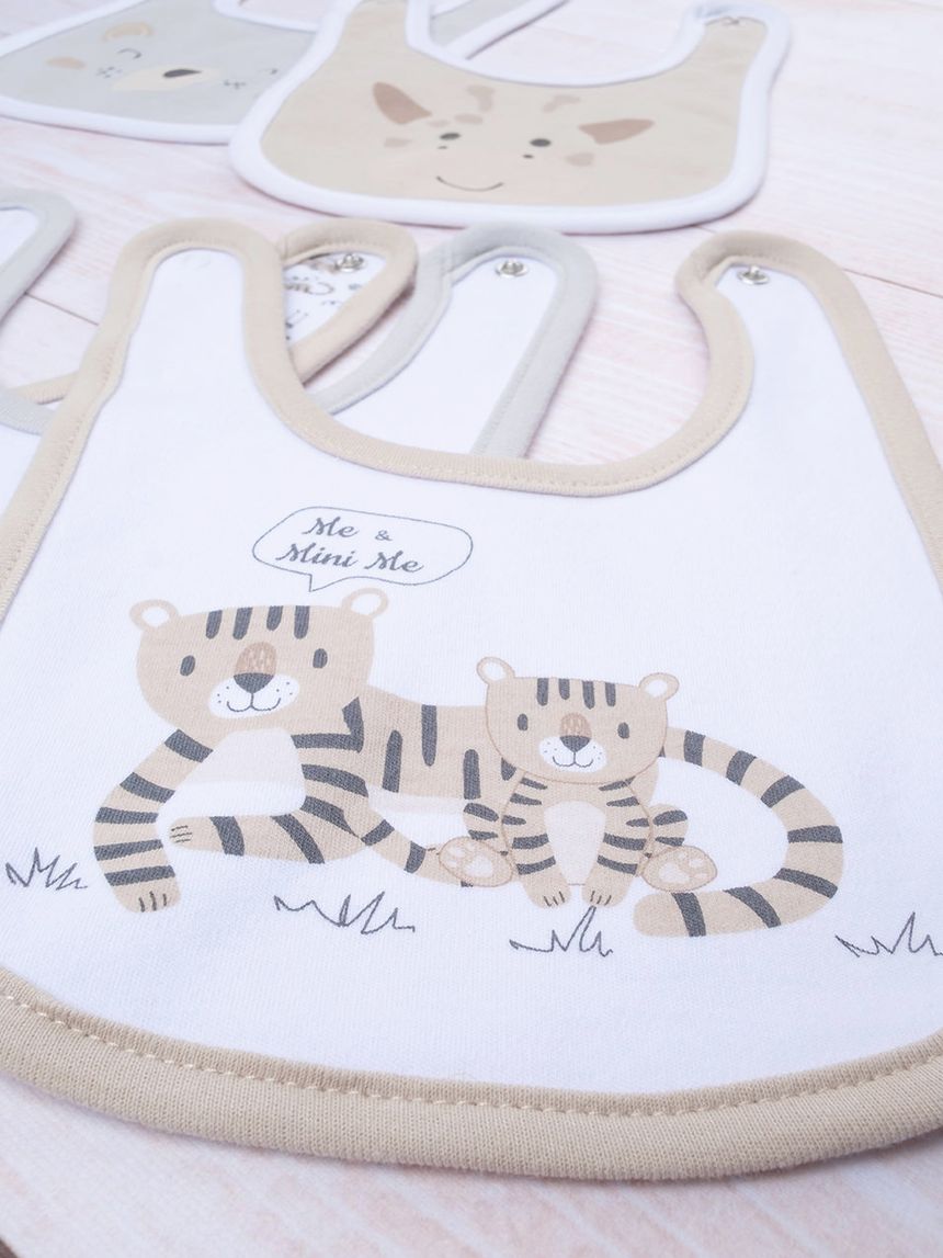 βρεφικές σαλιάρες με ζωάκια ζούγκλας πακέτο x5 για αγόρι - Prénatal