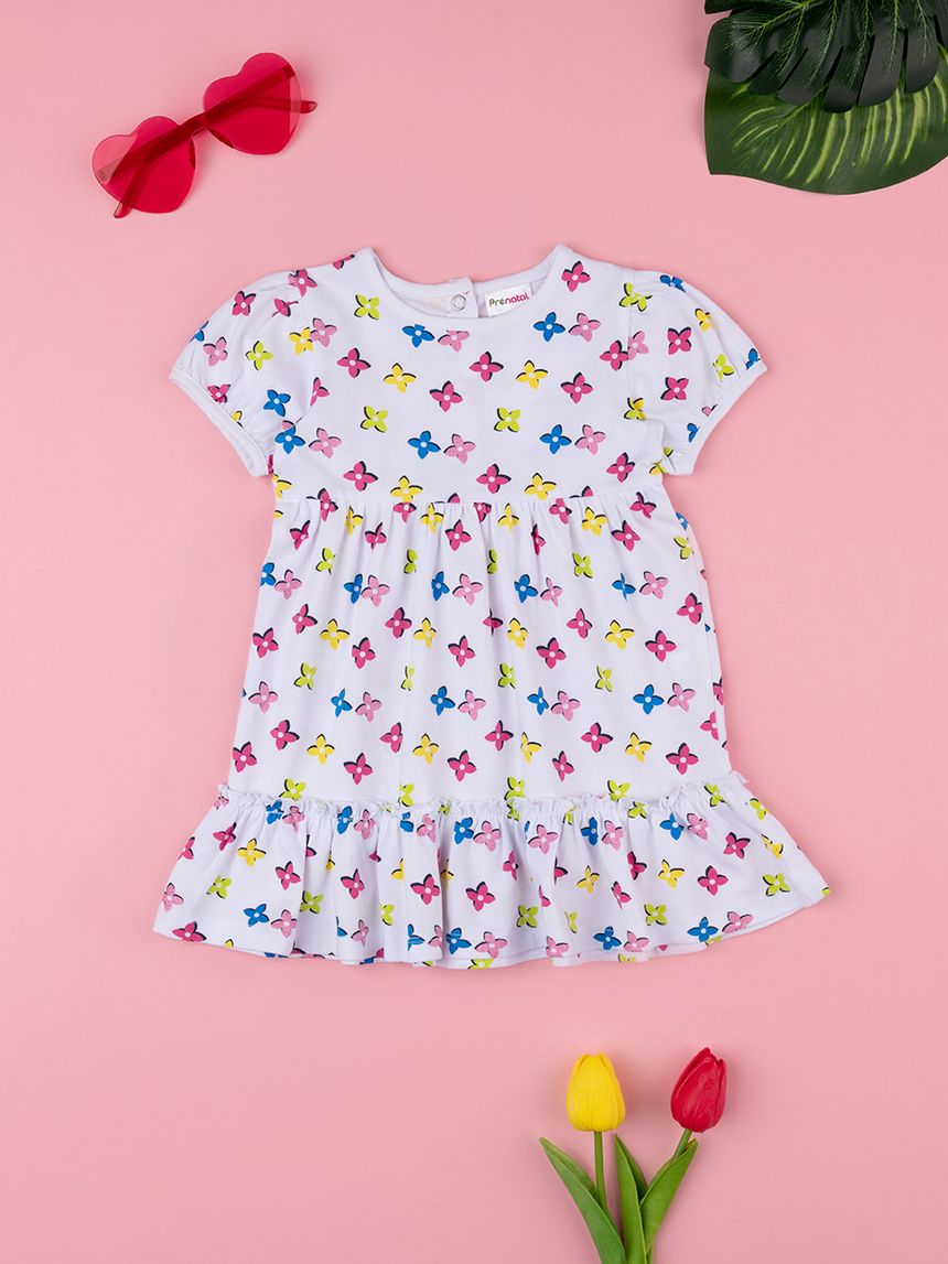 βρεφικό φόρεμα λευκό με λουλούδια για κορίτσι - Prénatal