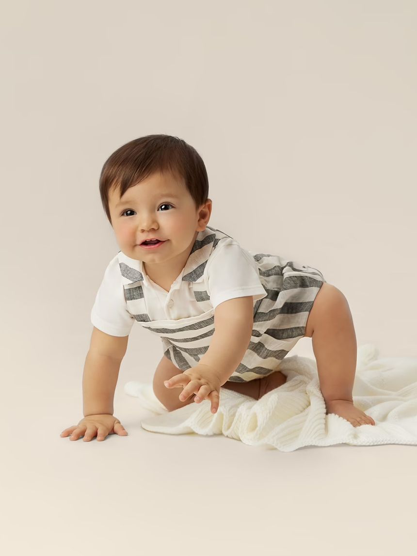 βρεφικό σετ t-shirt και σαλοπέτα ριγέ λινή για αγόρι - Prénatal