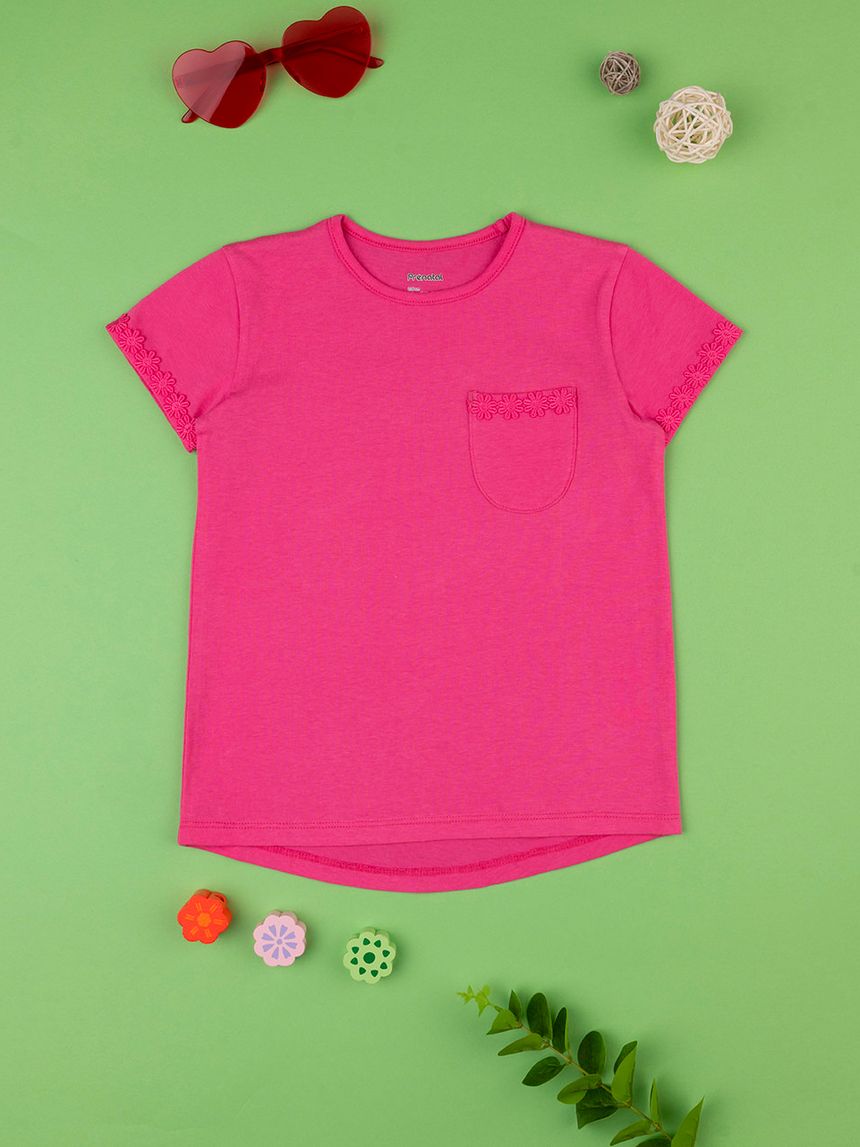 παιδικό t-shirt φούξια με ρέλι για κορίτσι - Prénatal