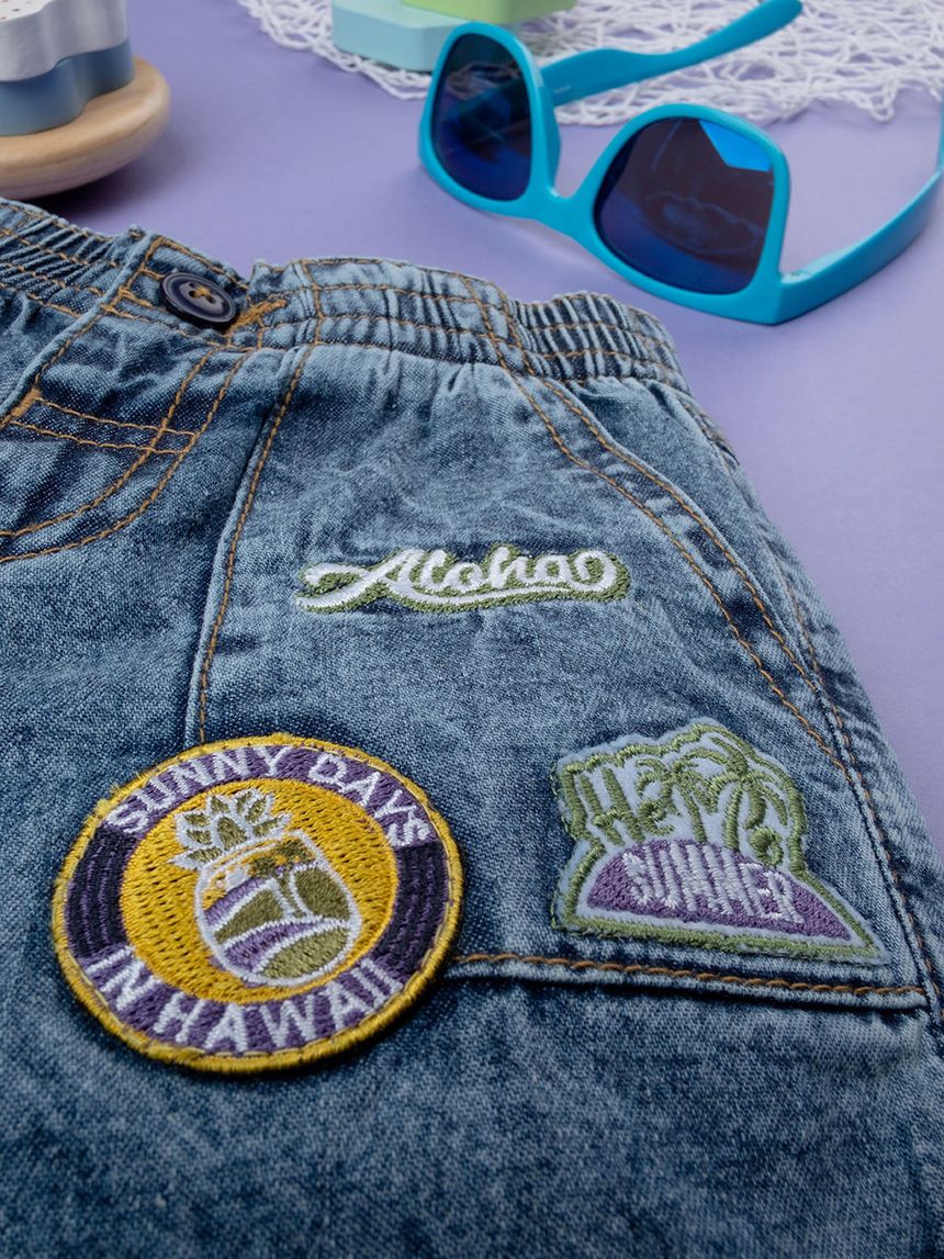 βρεφική τζιν βερμούδα μπλε aloha για αγόρι - Prénatal