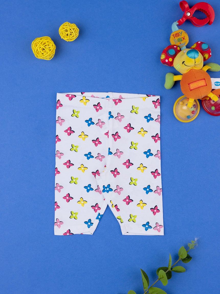 βρεφικό κολάν 3/4 λευκό με λουλούδια για κορίτσι - Prénatal