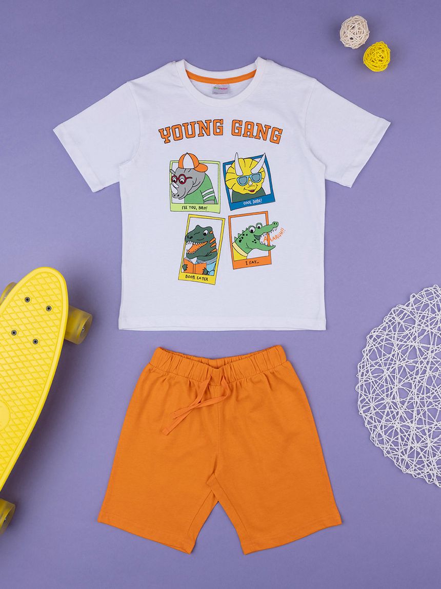 παιδικό σετ t-shirt και σορτσάκι young gang για αγόρι - Prénatal