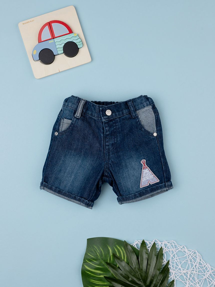 βρεφική τζιν βερμούδα μπλε desert για αγόρι - Prénatal