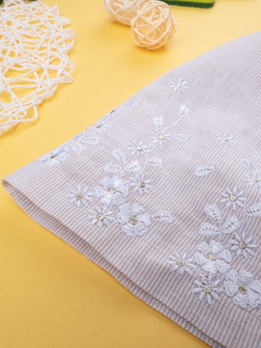 βρεφικό φόρεμα λινό μπεζ με λουλούδια για κορίτσι - Prénatal