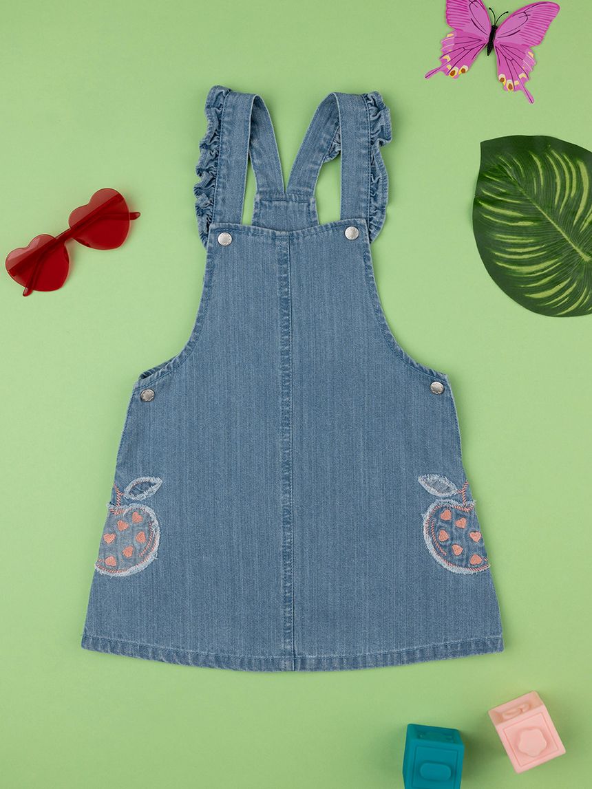 παιδικό τζιν φόρεμα-σαλοπέτα με φρούτα για κορίτσι - Prénatal