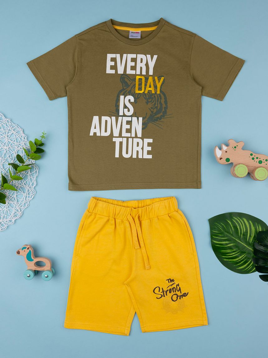 παιδικό σετ t-shirt και σορτσάκι με τίγρη για αγόρι - Prénatal