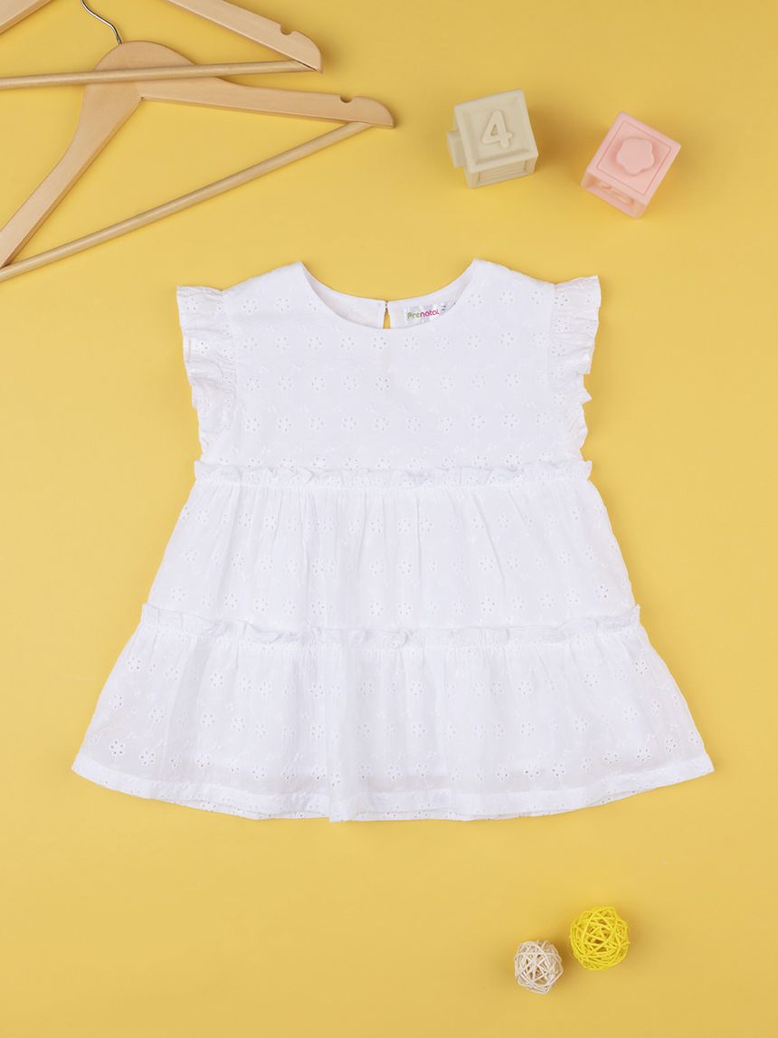 παιδικό πουκάμισο λευκό με δαντέλα sangallo για κορίτσι - Prénatal