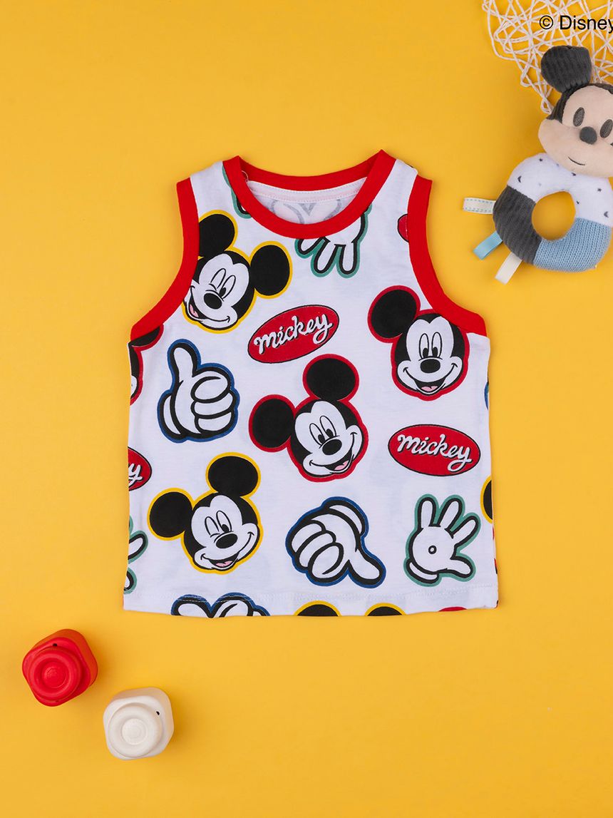 βρεφική αμάνικη μπλούζα λευκή με το mickey για αγόρι - Prénatal