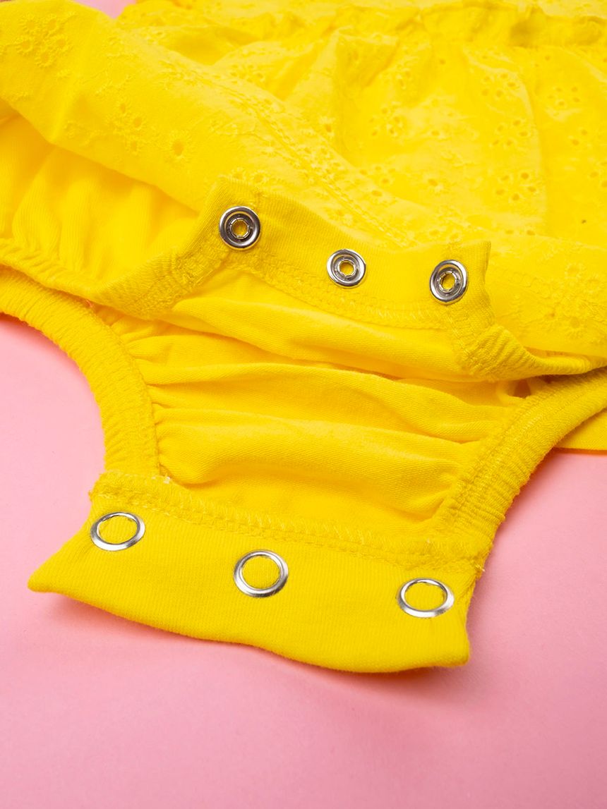 βρεφικό φορεματάκι κίτρινο δαντέλα sangallo για κορίτσι - Prénatal