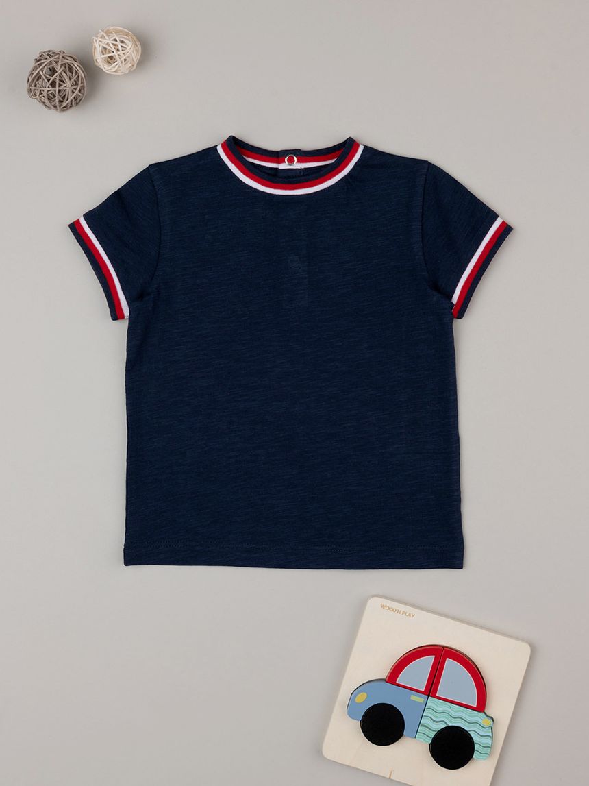βρεφικό t-shirt μπλε με ρίγες για αγόρι - Prénatal