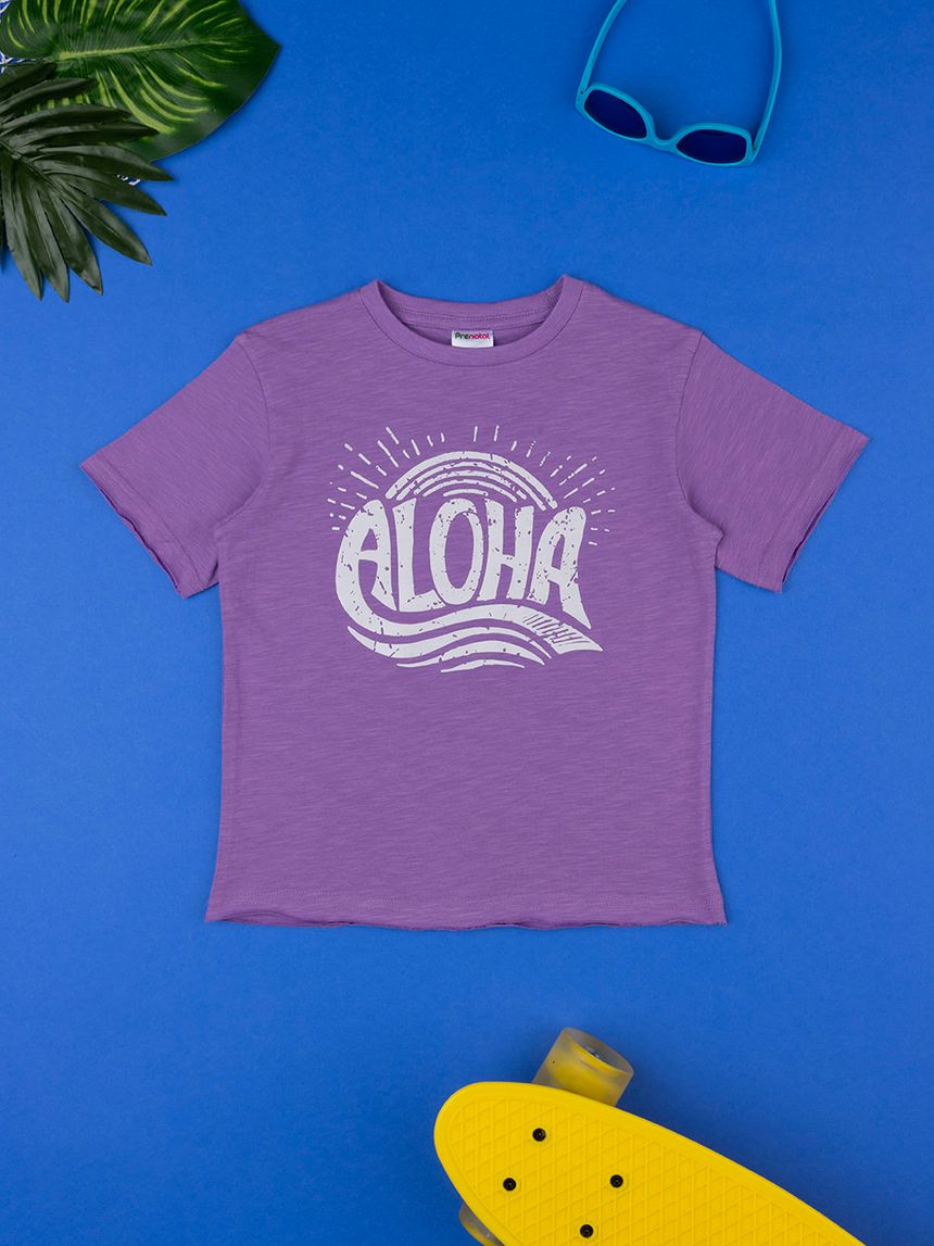 παιδικό t-shirt λιλά aloha για αγόρι - Prénatal