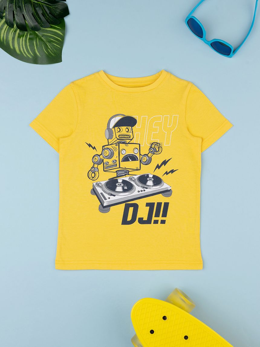 παιδικό t-shirt κίτρινο με ρομπότ για αγόρι - Prénatal