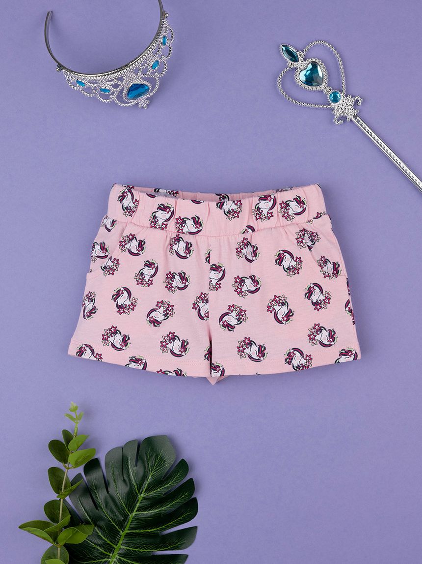 βρεφικό σορτσάκι ροζ με μονόκερους για κορίτσι - Prénatal