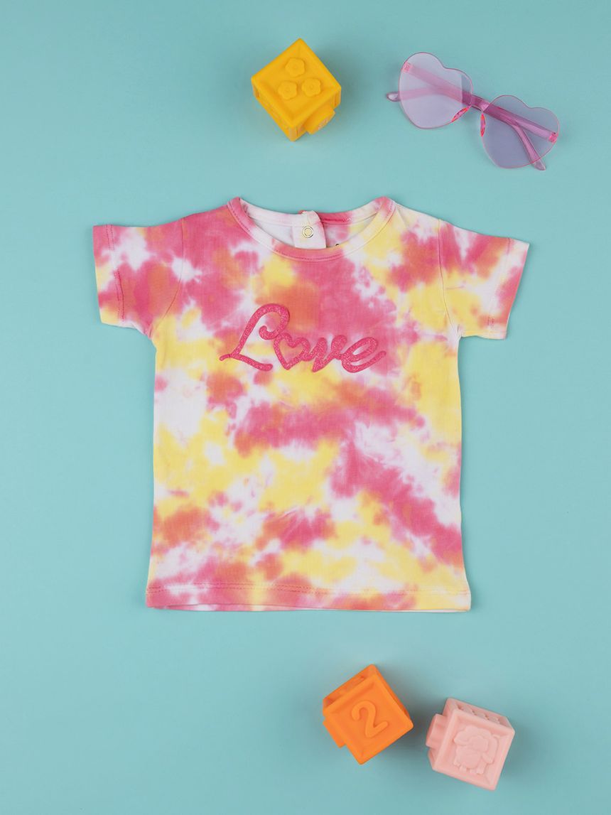 βρεφικό t-shirt tie&dye love για κορίτσι - Prénatal