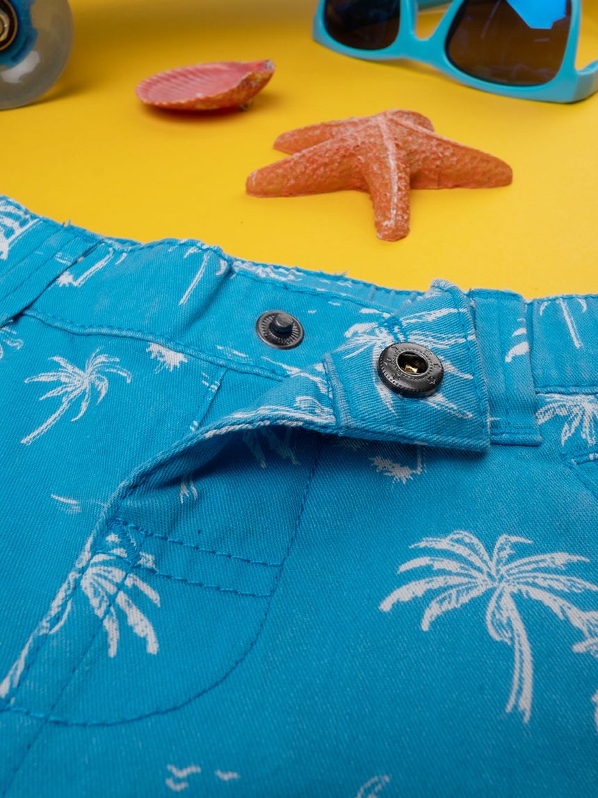 βρεφική βερμούδα twill μπλε με φοίνικες για αγόρι - Prénatal