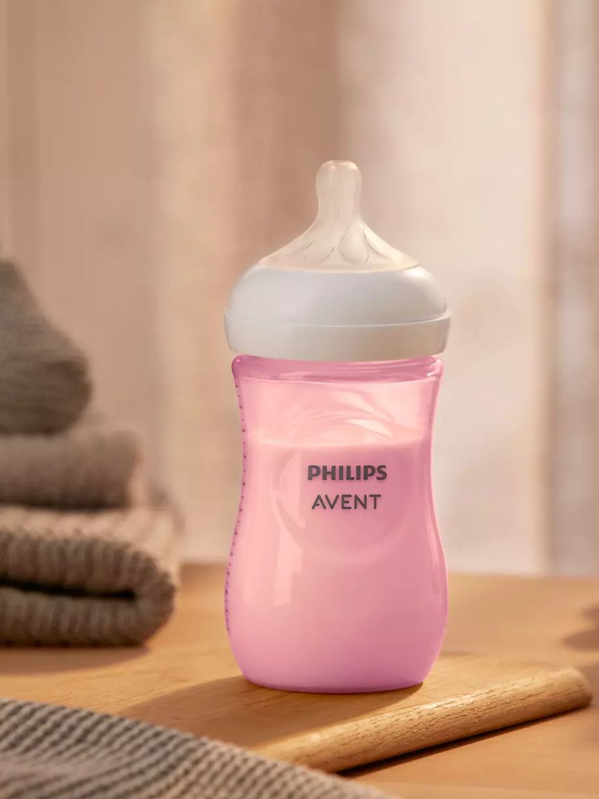 Philips avent πλαστικό μπιμπερό natural response 1m+ 260ml ροζ, scy903/11 - Philips Avent