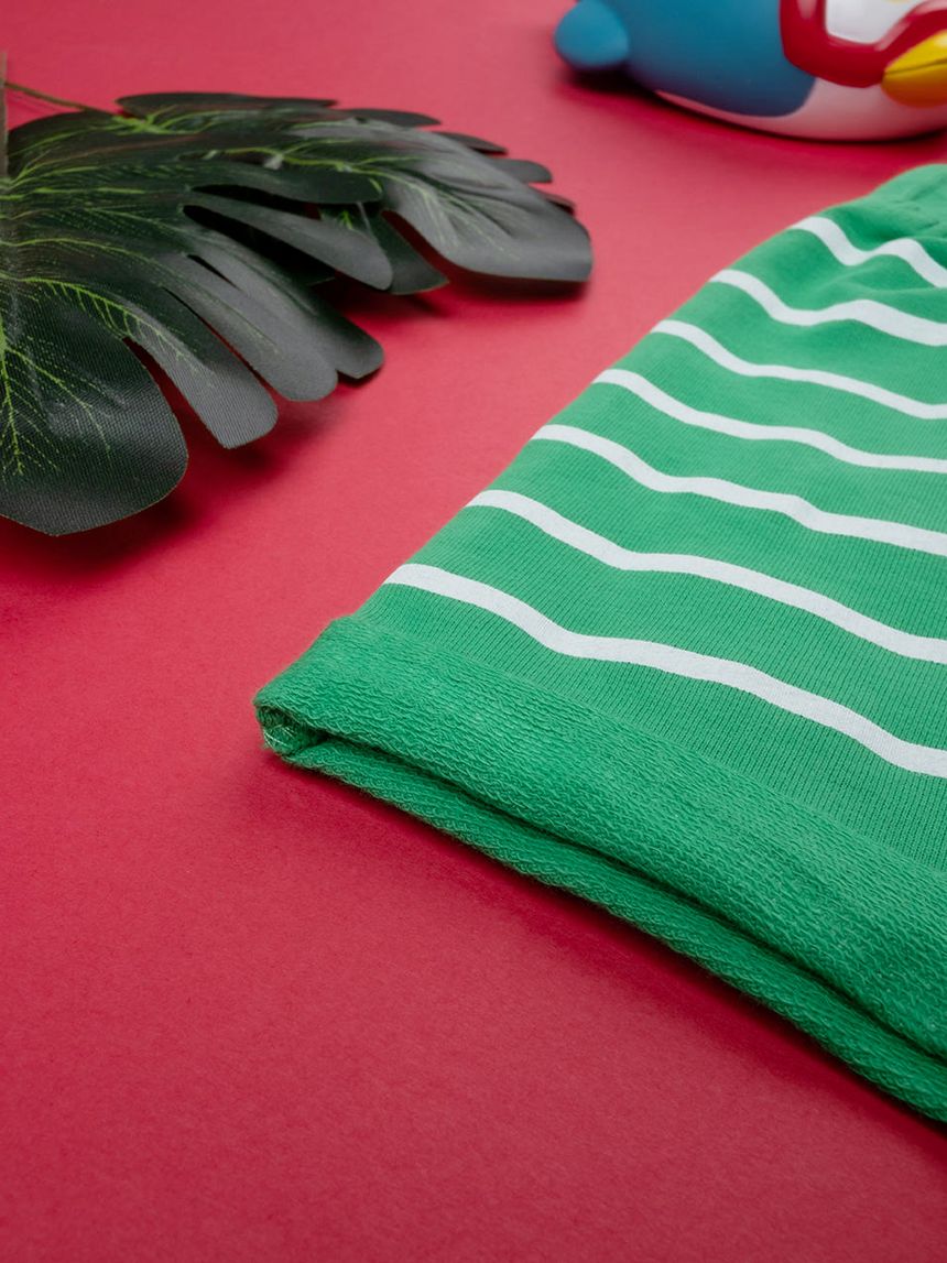 βρεφικό σορτσάκι ριγέ πράσινο/λευκό για αγόρι - Prénatal