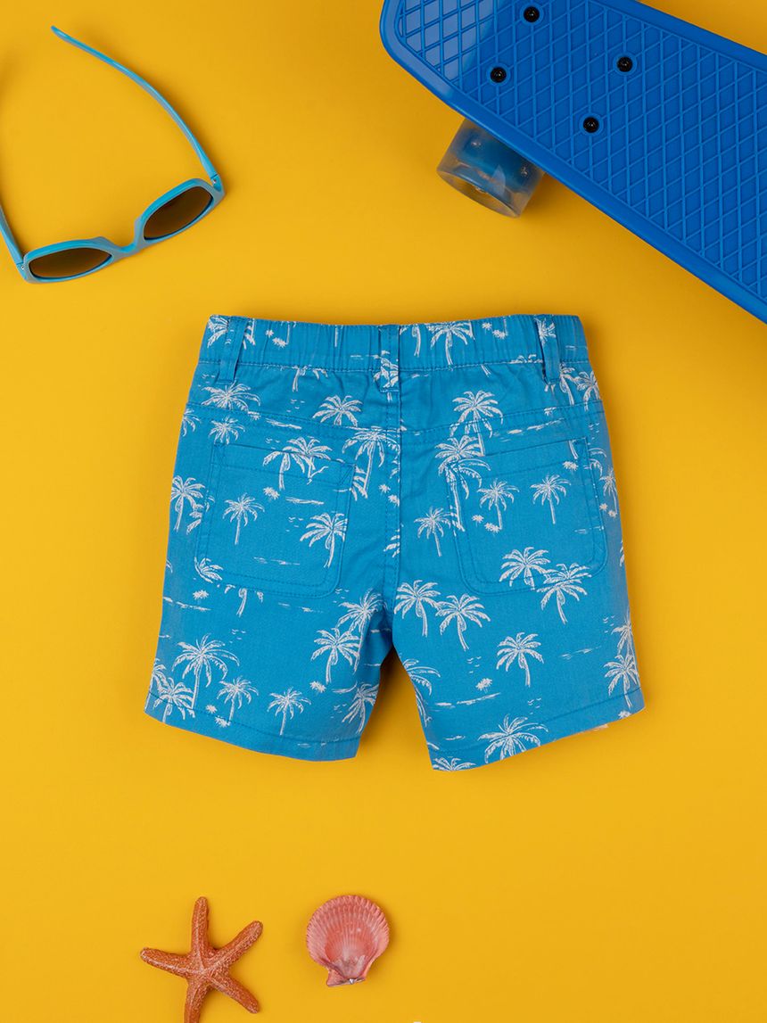 βρεφική βερμούδα twill μπλε με φοίνικες για αγόρι - Prénatal