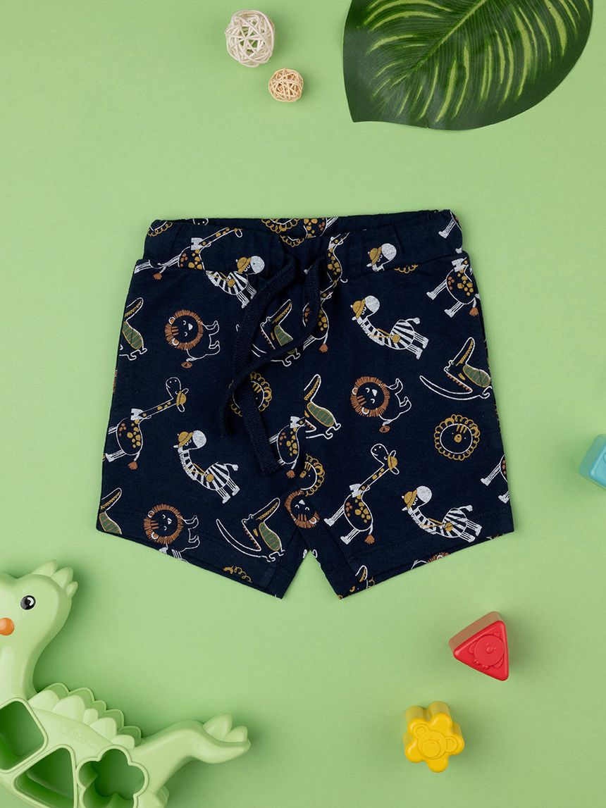βρεφική βερμούδα μπλε με ζώα ζούγκλας για αγόρι - Prénatal