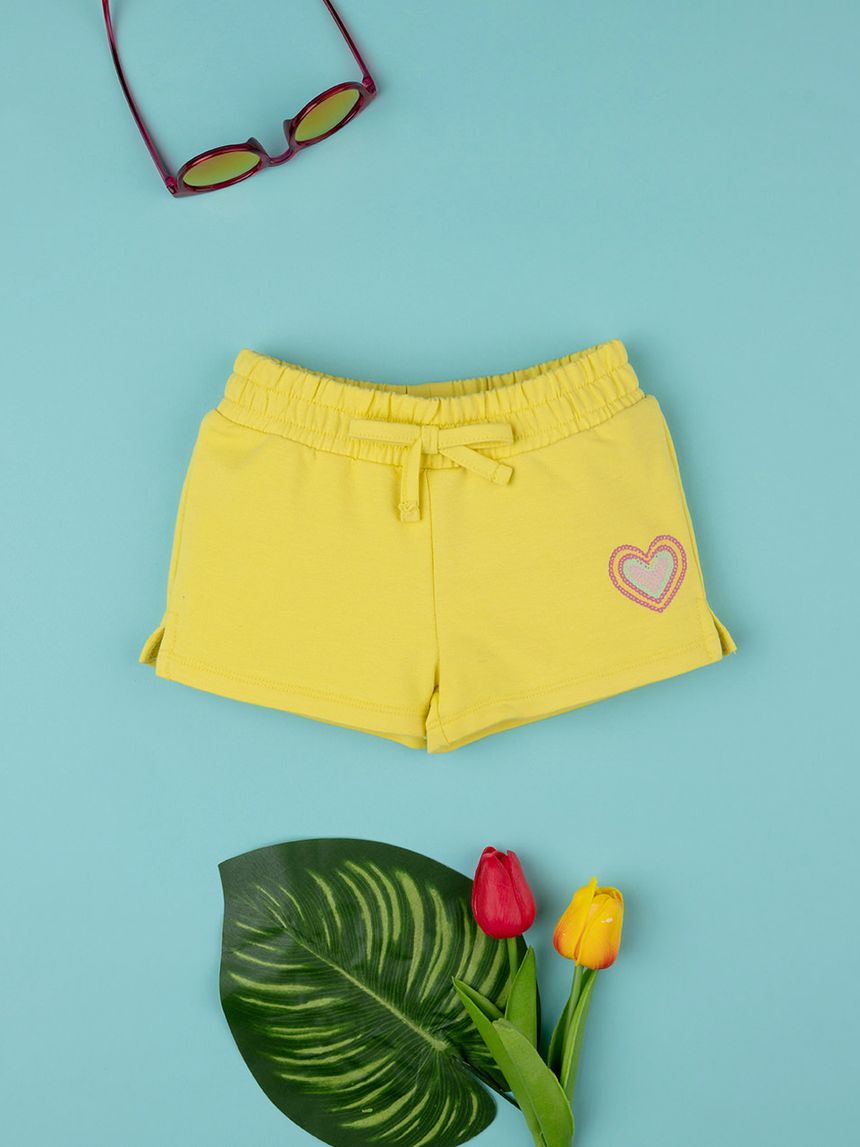 βρεφικό σορτσάκι κίτρινο με καρδούλες για κορίτσι - Prénatal