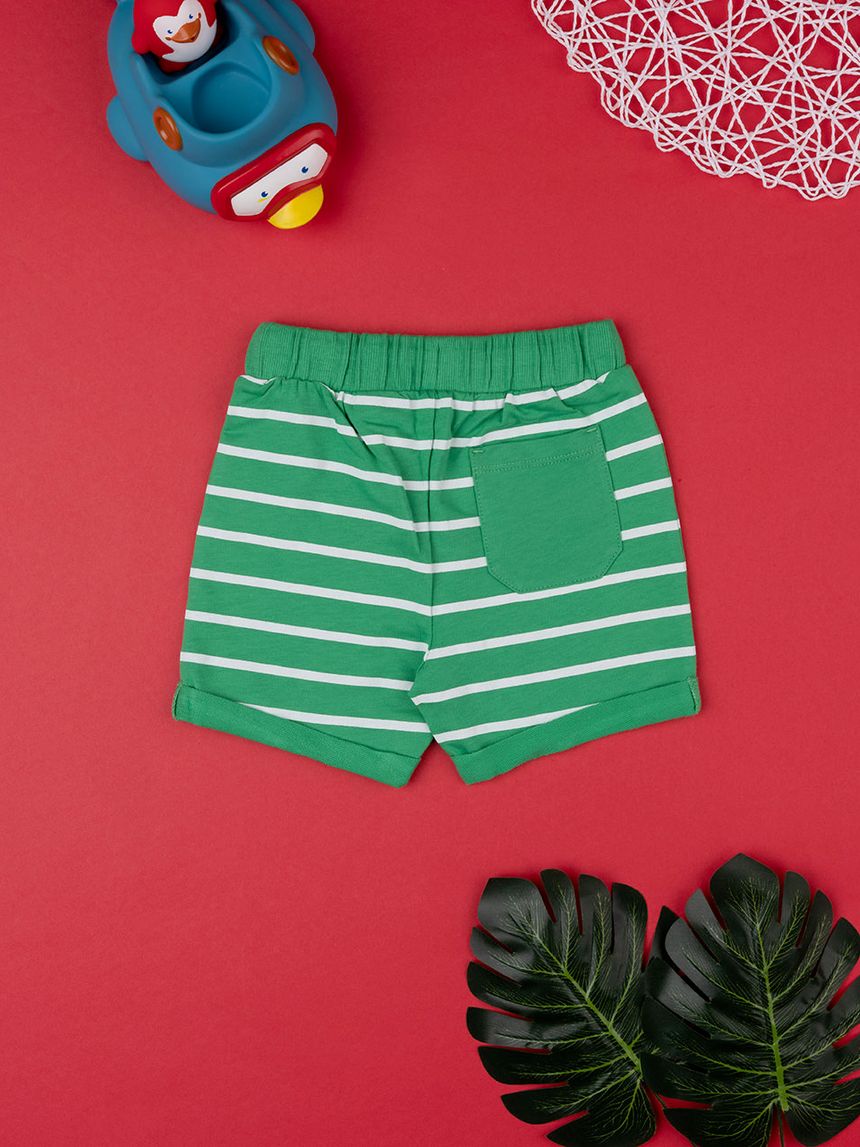 βρεφικό σορτσάκι ριγέ πράσινο/λευκό για αγόρι - Prénatal