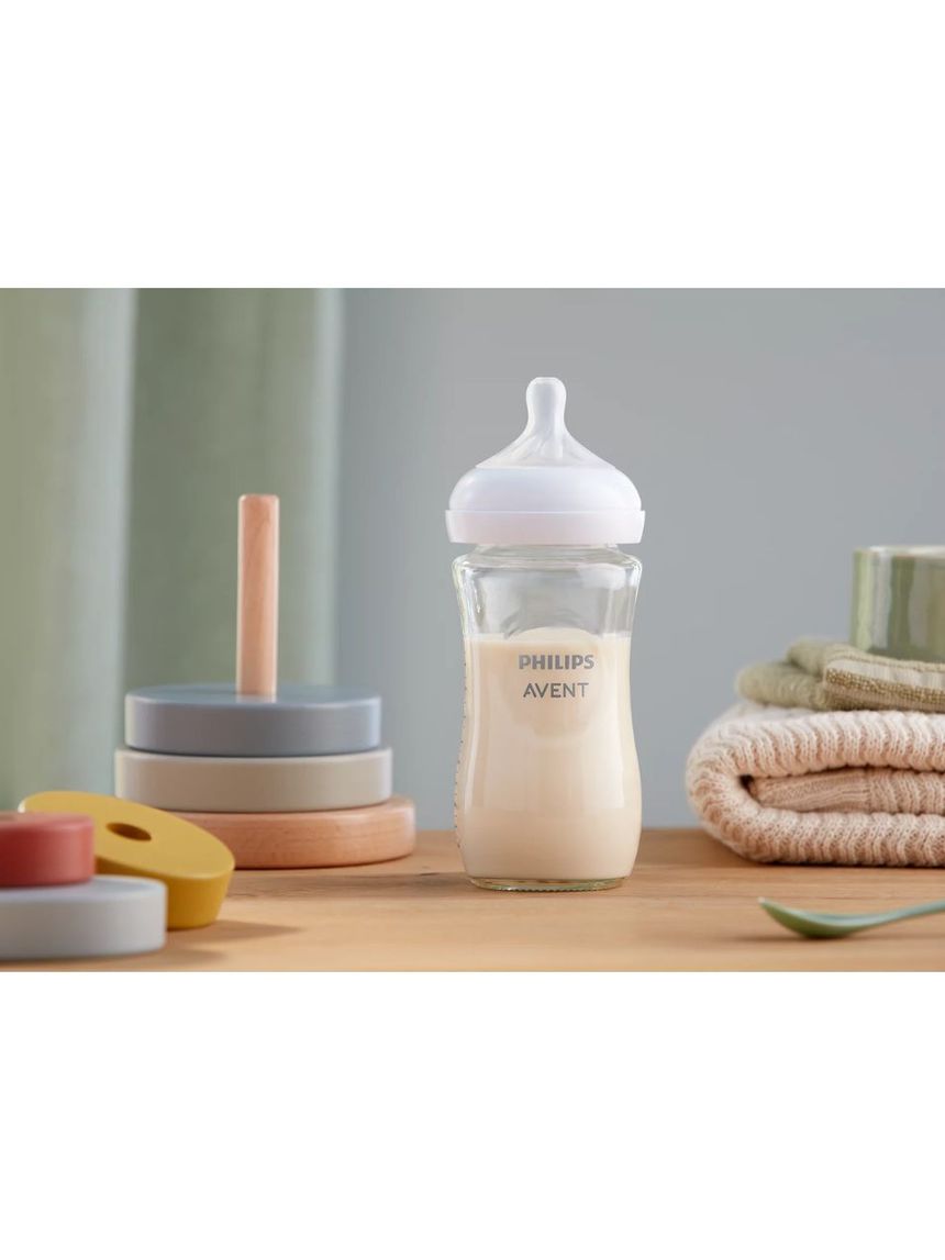 Philips avent γυάλινο μπιμπερό natural response 3-6m μέτριας ροής 240ml scy933/01 - Philips Avent