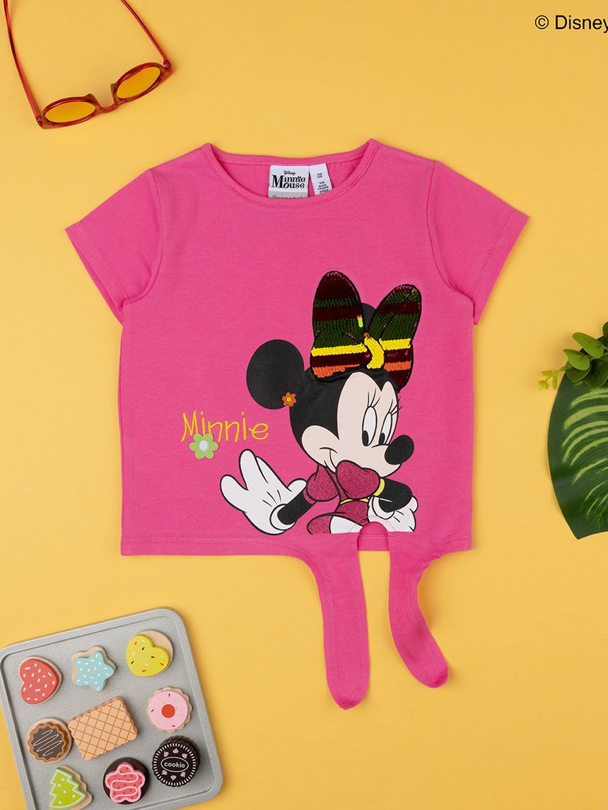 παιδικό t-shirt φούξια με τη minnie για κορίτσι - Prénatal