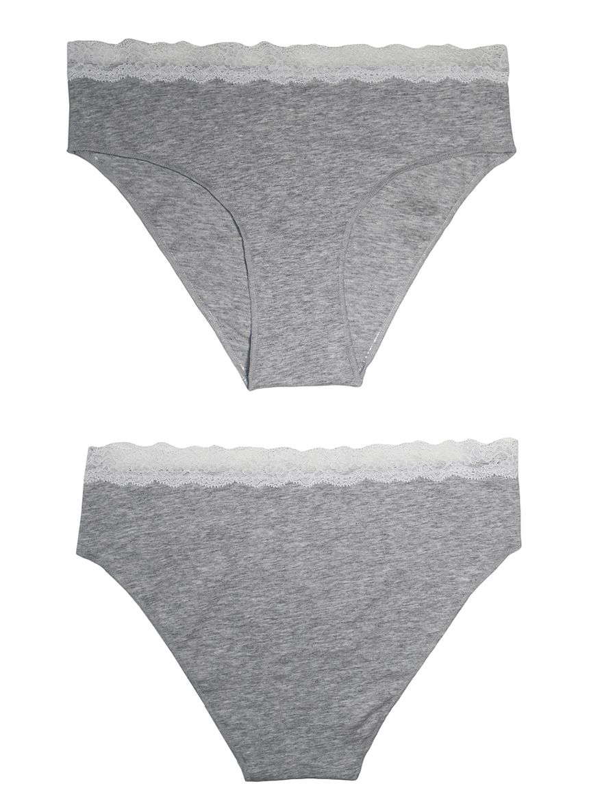 γυναικεία σλιπ εγκυμοσύνης γκρι με δαντέλα πακέτο x2 - Prénatal