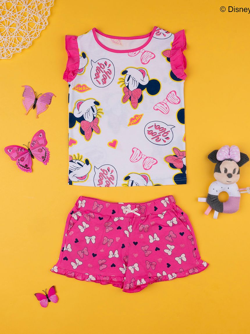 παιδικό σετ t-shirt και σορτσάκι με τη minnie για κορίτσι - Prénatal