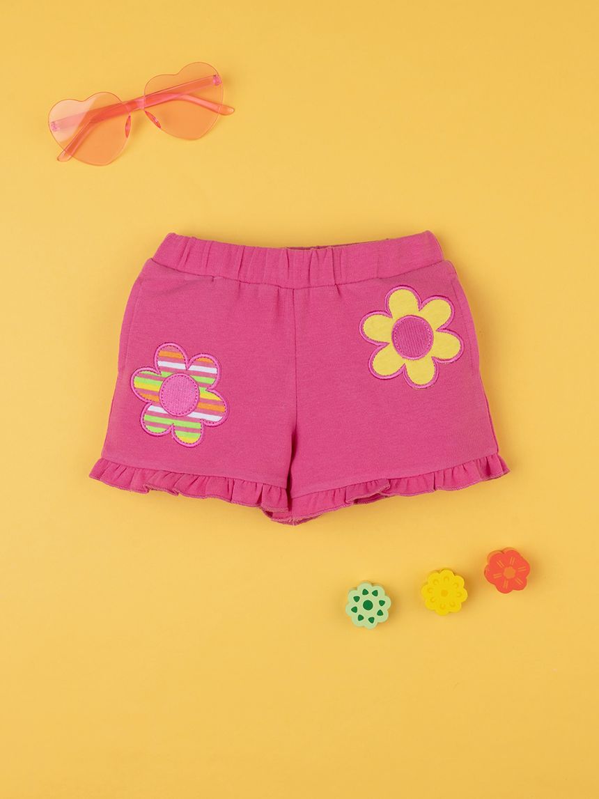 βρεφικό σορτσάκι φούξια με λουλούδια για κορίτσι - Prénatal