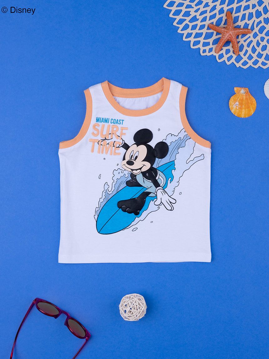 βρεφική αμάνικη μπλούζα λευκή με το mickey για αγόρι - Prénatal