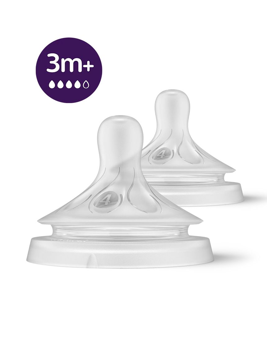 Philips avent θηλή μαλακής σιλικόνης natural response 2τμχ 3m+ (ροής 4) scy964/02 - Philips Avent