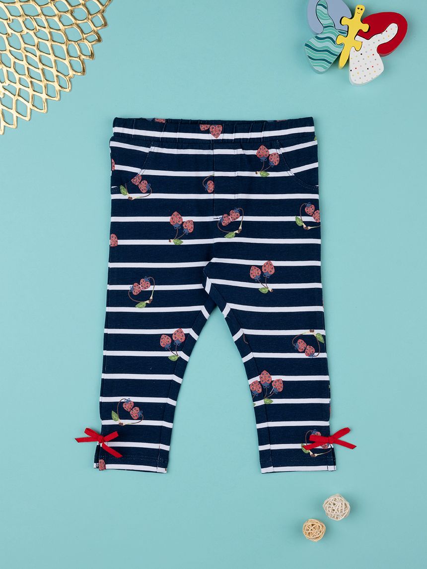 βρεφικό κολάν μπλε ριγέ με κερασάκια για κορίτσι - Prénatal